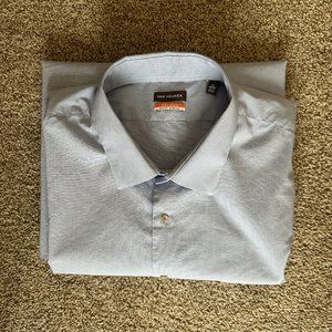 VANHEUSEN BLUE BIG FIT STRETCH LONG SLEEVE DRESS SHIRT  SIZE 19  34/35  #566